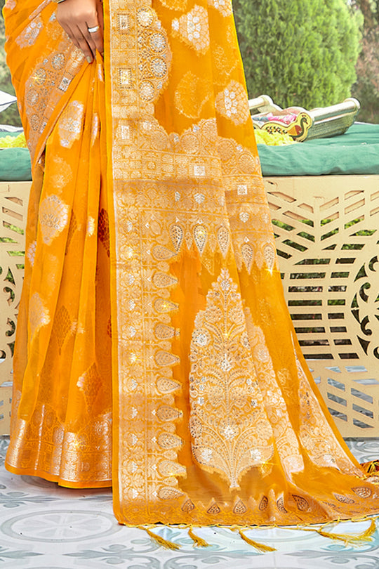 Turmeric Yellow Organza Saree