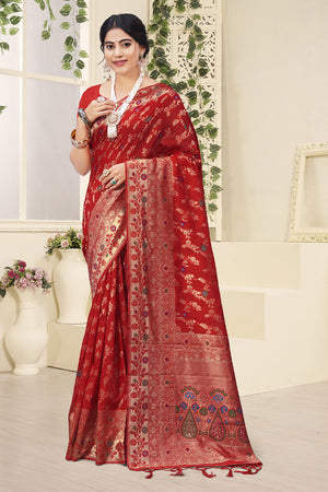 Rufous Red Cotton Saree