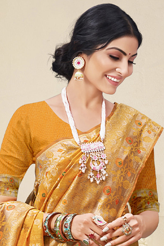 Fire Yellow Cotton Saree