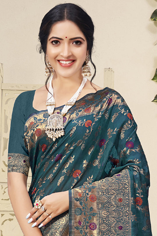 Sea Green Cotton saree