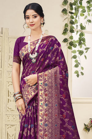 Jam Violet Cotton Saree