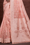 Cantaloupe Peach Cotton Saree