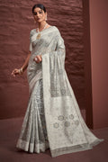 Coin Grey Cotton Saree