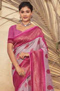 Bubble Pink Cotton saree