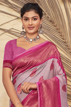 Bubble Pink Cotton saree