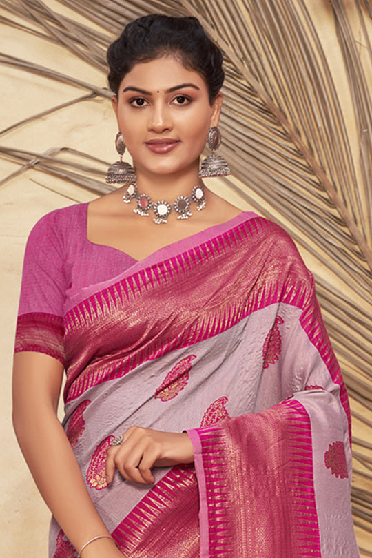 Bubble Pink Cotton saree