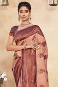 Umber Brown Cotton saree
