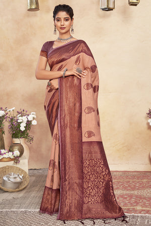 Umber Brown Cotton saree