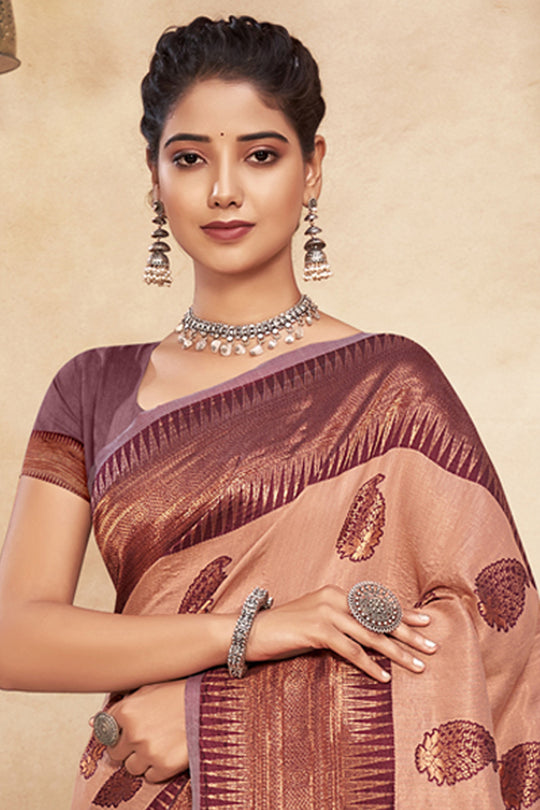 Umber Brown Cotton saree