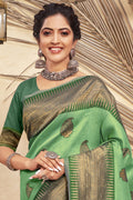 Fern Green Cotton saree