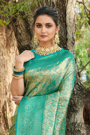 Seafoam Green Kanjivaram Silk Saree