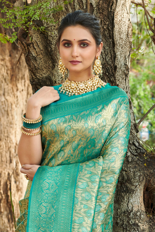 Seafoam Green Kanjivaram Silk Saree