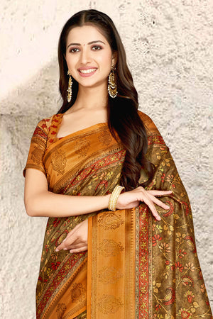 Bronze Orange Digital Print Saree