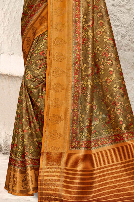 Bronze Orange Digital Print Saree