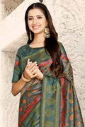 Basil Green Digital Print Saree