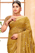 Mustard Yellow Chiffon Saree