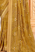 Mustard Yellow Chiffon Saree