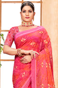 Taffy Pink Chiffon Saree