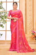 Taffy Pink Chiffon Saree