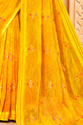 Turmeric Yellow Chiffon Saree
