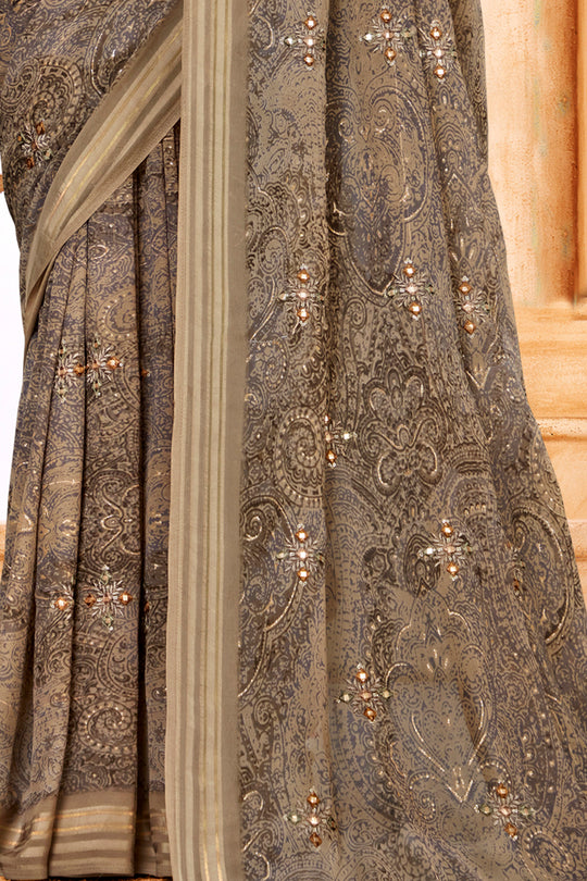 Dusky Grey Chiffon Saree