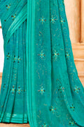 Ocean Blue Chiffon Saree