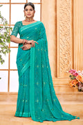 Ocean Blue Chiffon Saree