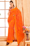 Tiger Orange Chiffon Saree