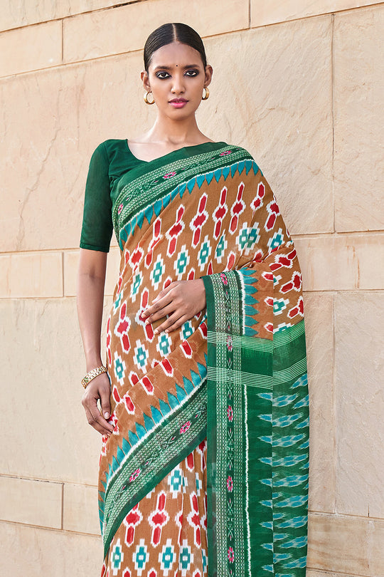 Multicolor Mulmul Cotton Saree