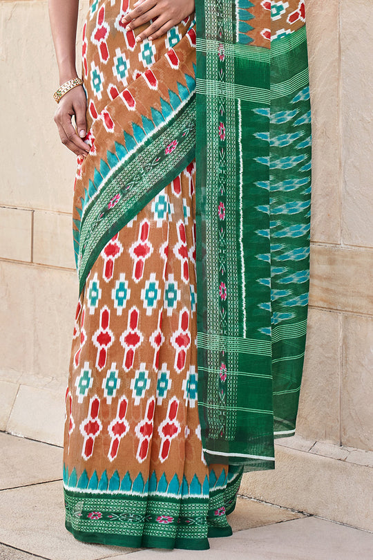 Multicolor Mulmul Cotton Saree