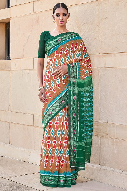 Multicolor Mulmul Cotton Saree