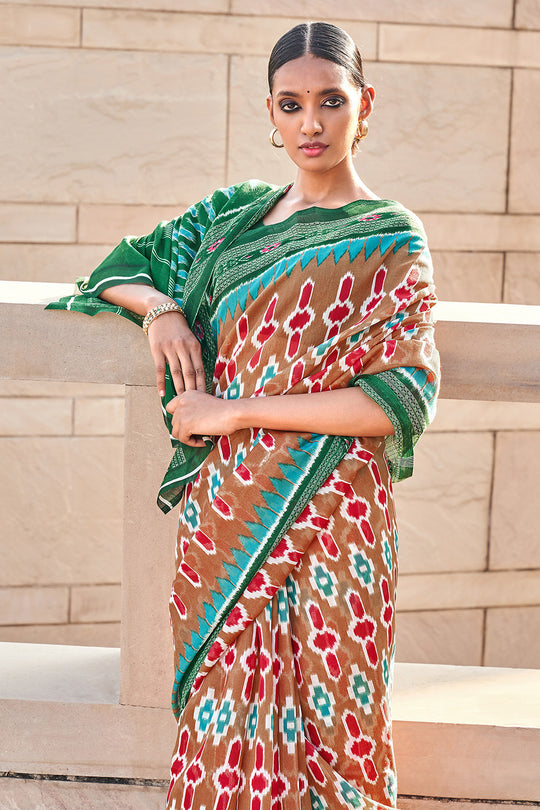 Multicolor Mulmul Cotton Saree