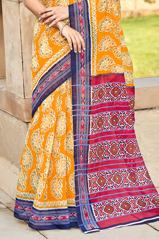 Multicolor Mulmul Cotton Saree
