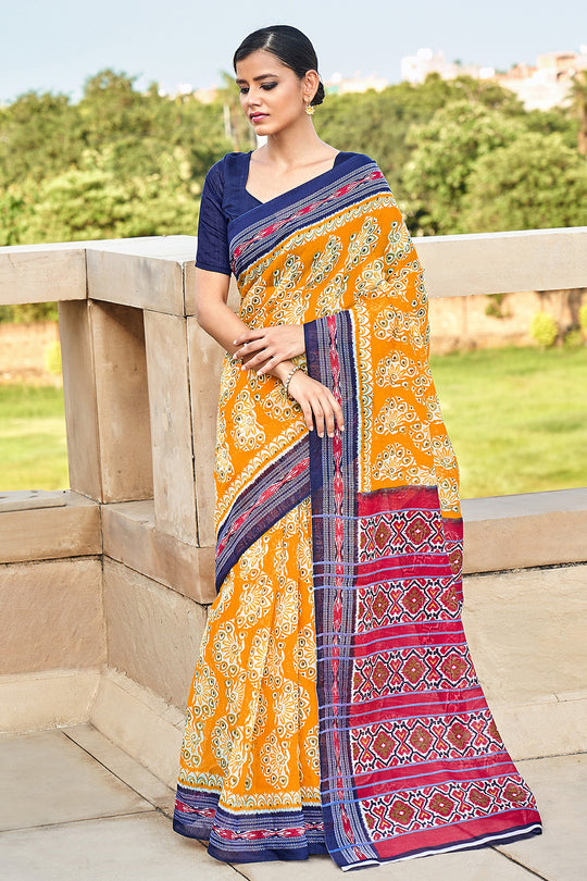Multicolor Mulmul Cotton Saree