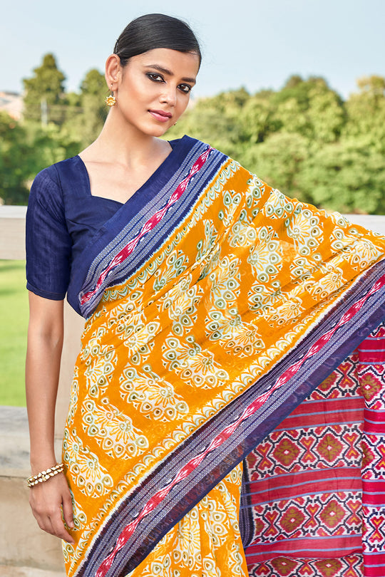 Multicolor Mulmul Cotton Saree