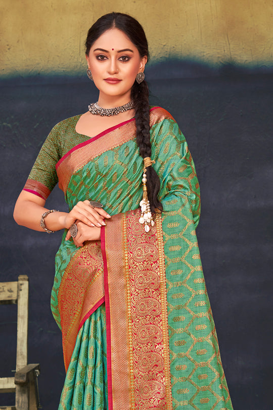 Rama Green Cotton Saree