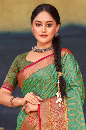 Rama Green Cotton Saree