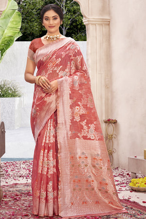 Mauve Pink Cotton Silk Saree