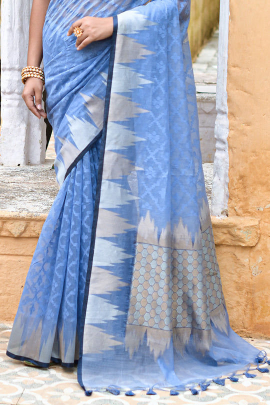 Powder Blue Organza Saree