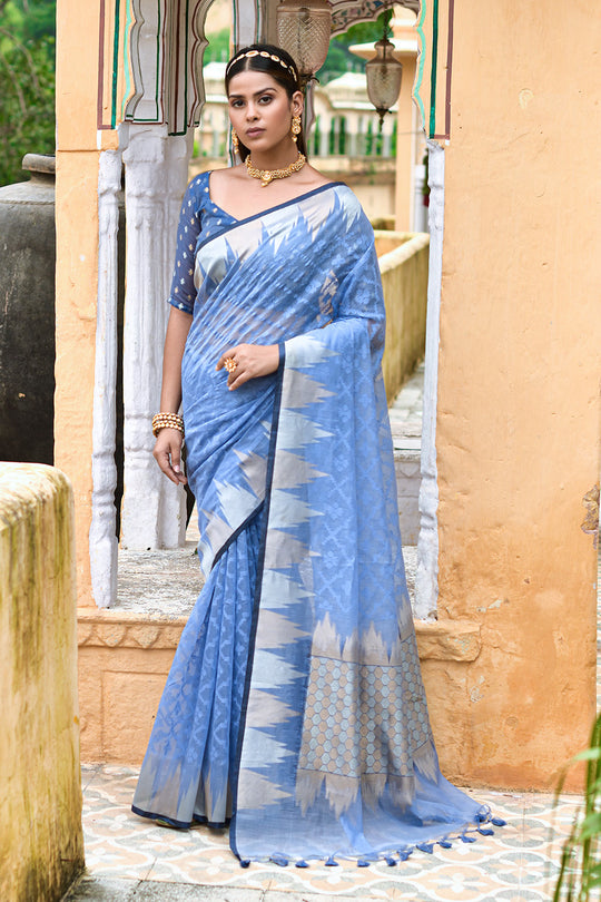 Powder Blue Organza Saree