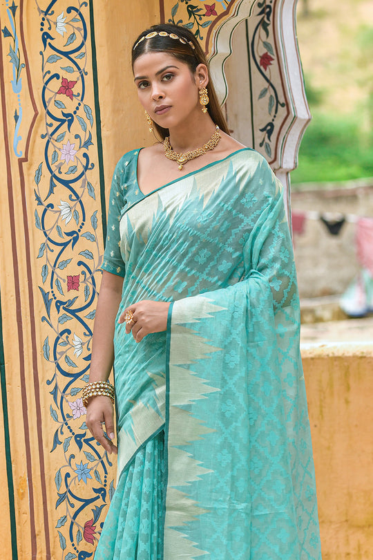 Mint Green Organza Saree
