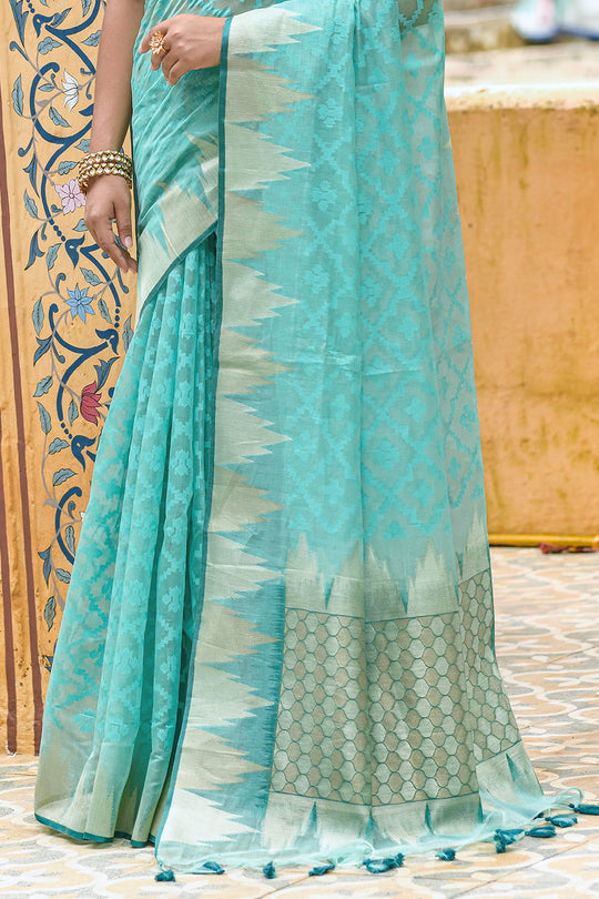 Mint Green Organza Saree