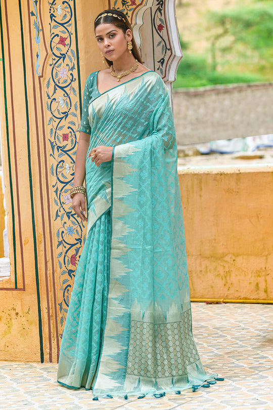Mint Green Organza Saree