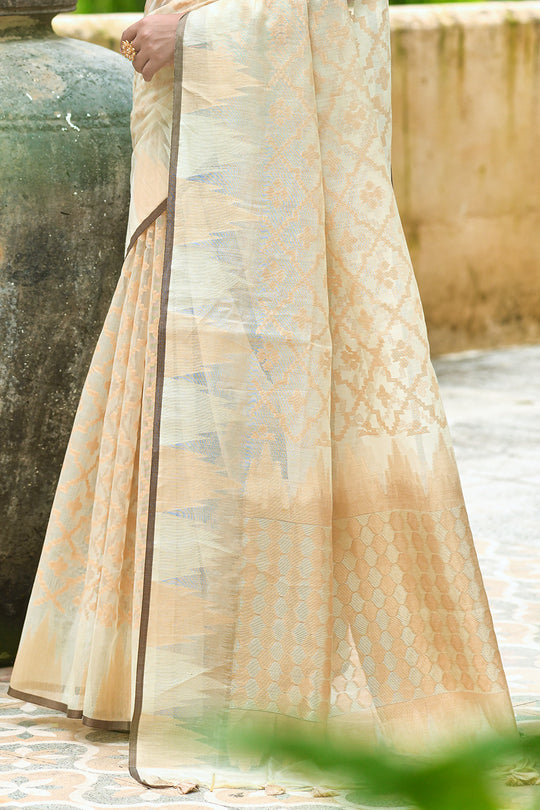 Off White Organza Saree