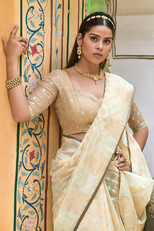 Off White Organza Saree