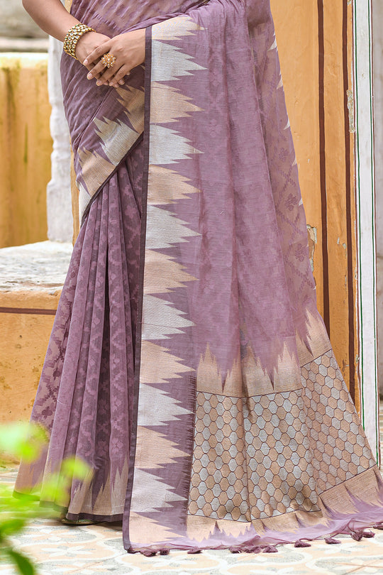 Pastel Wine Organza Saree