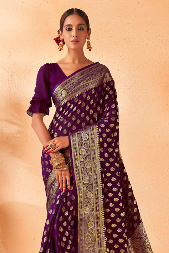 Purple Georgette Saree