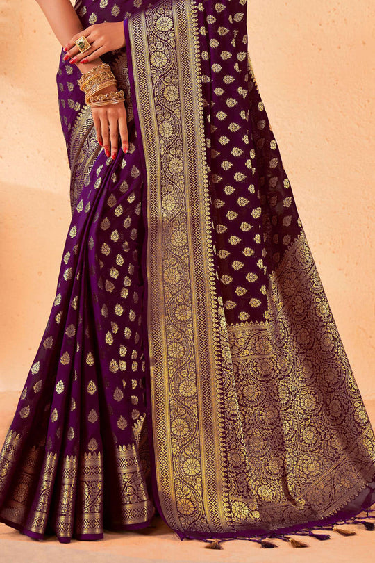 Purple Georgette Saree