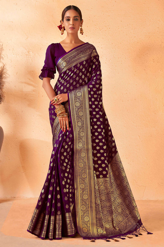 Purple Georgette Saree