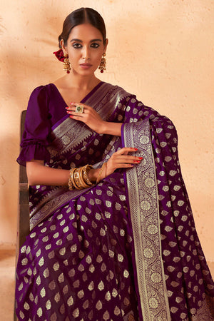 Purple Georgette Saree